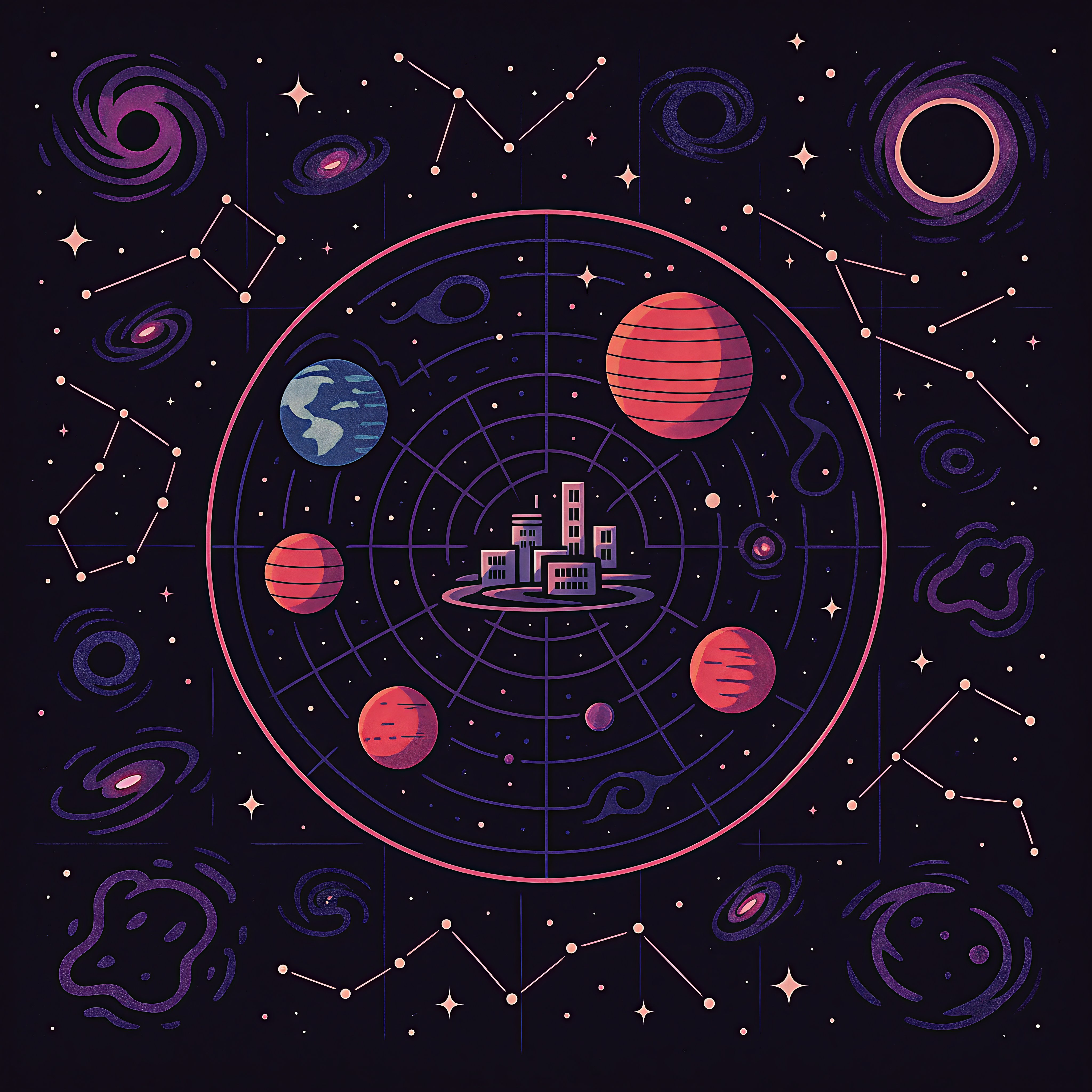 Retro galactic navigation chart